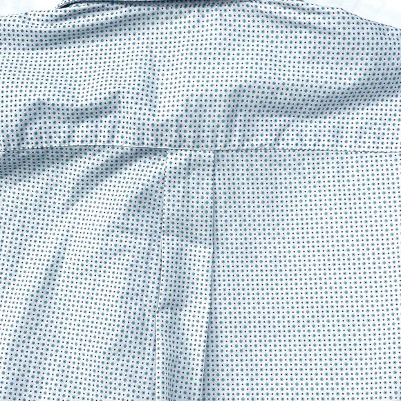 Peter Millar White Blue Dots Button Up Shirt Medium Long Sleeve Cotton Collared - Picture 7 of 10